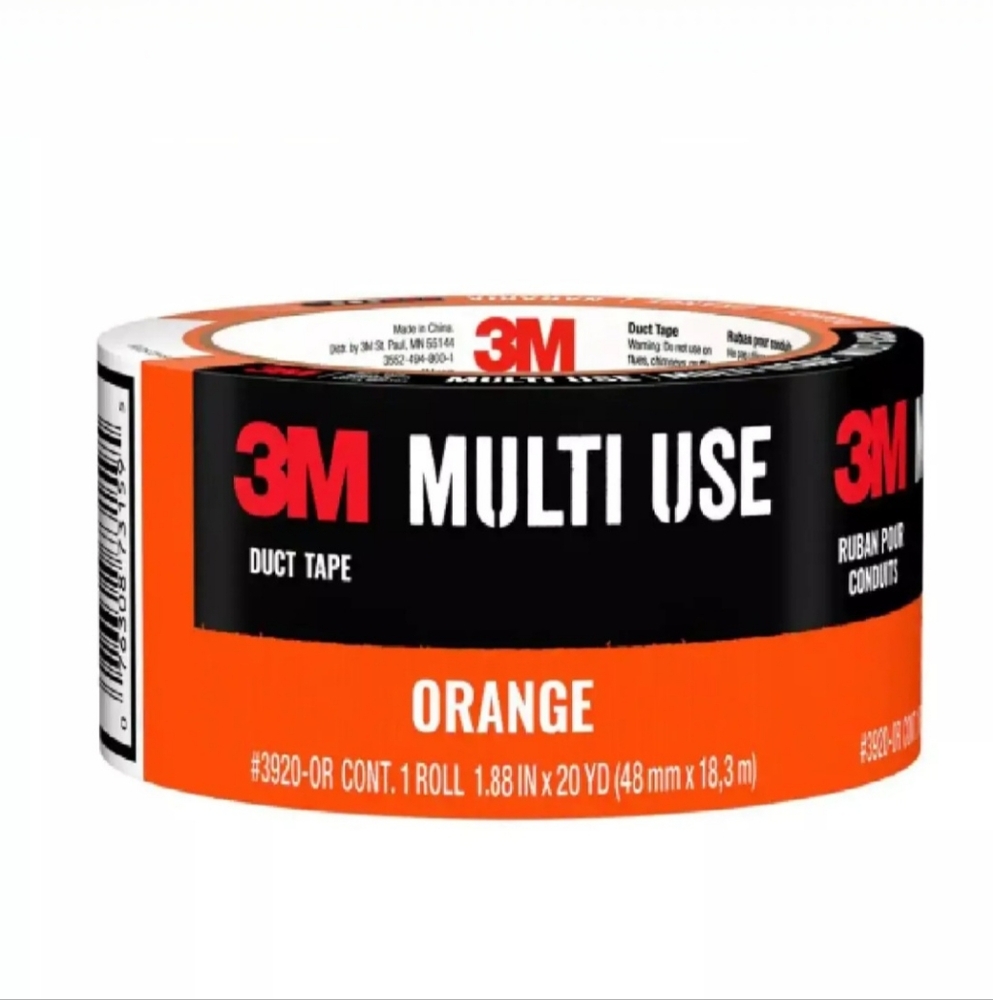 3M, 1.88 in. x 20 Yds. Multi-Use Orange Colored Duct Tape (Pack Of 3 Roll)